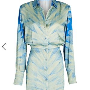 Elegant Blue and Cream Mini Dress